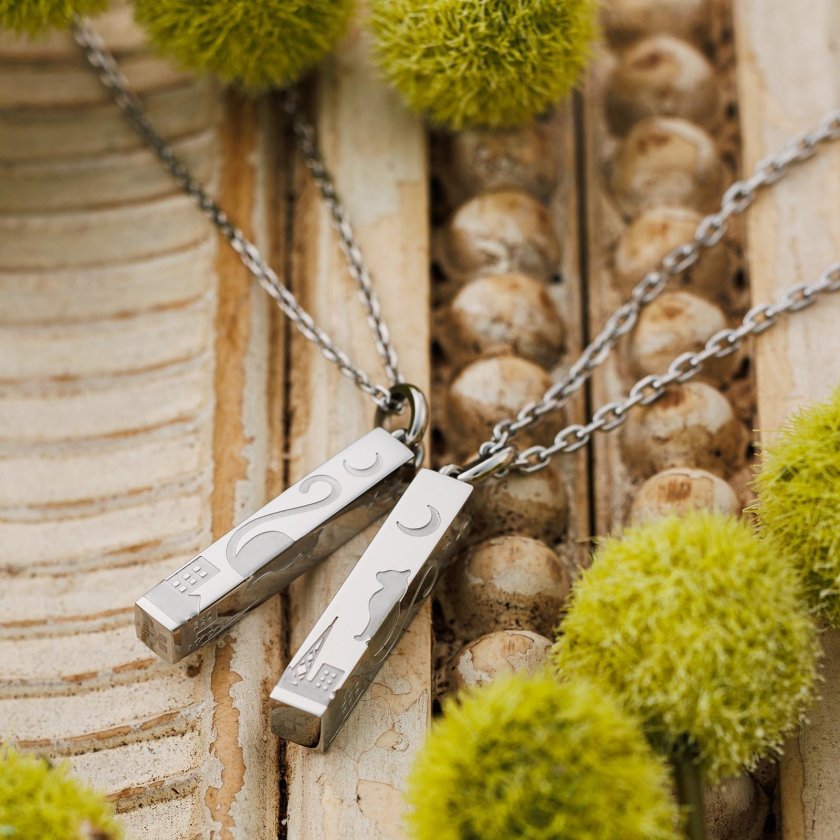 送料無料】【名入れ無料】 ペアネックレス 2本セット ステンレス 猫