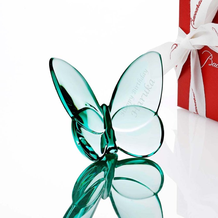 Baccarat バカラ ラッキー バタフライ ターコイズ 名入れ彫刻代込み