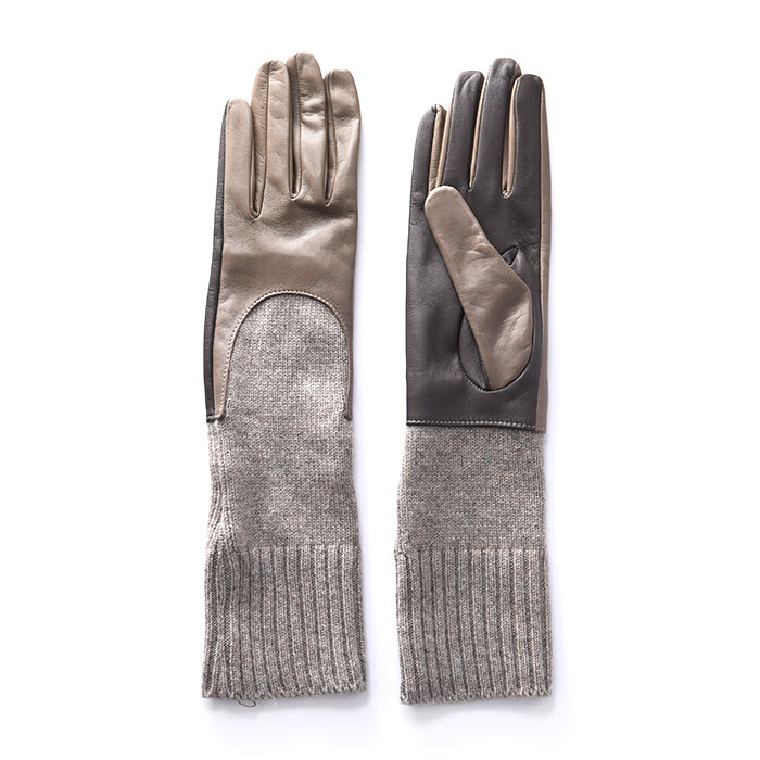 スマホ対応 手袋 レディース 革 カシミヤ 二ット グローブ 本革 スマホ