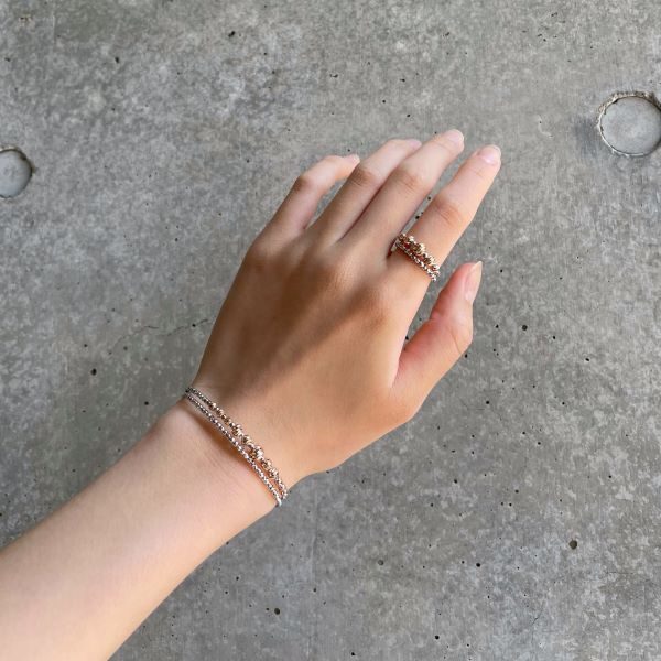 ブレスレット レディース k18 18金 5mm玉入り ミラーボール カット