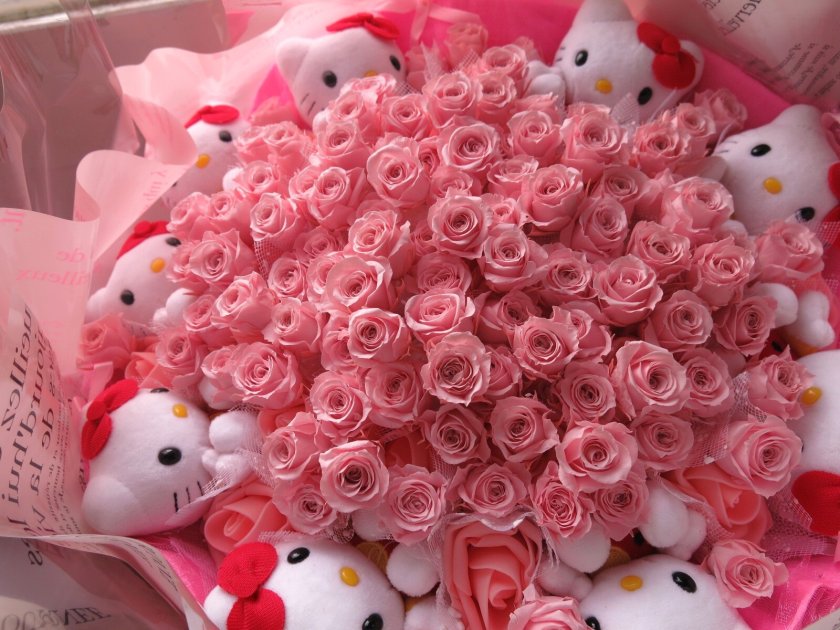 誕生日プレゼント キティ バラ 100本 花束 ブーケ プレゼント キティ