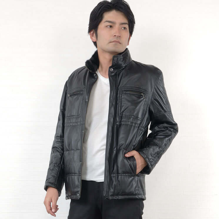 ラッピング無料】COGGIOLA メンズ レザー ソフトラム ダウン