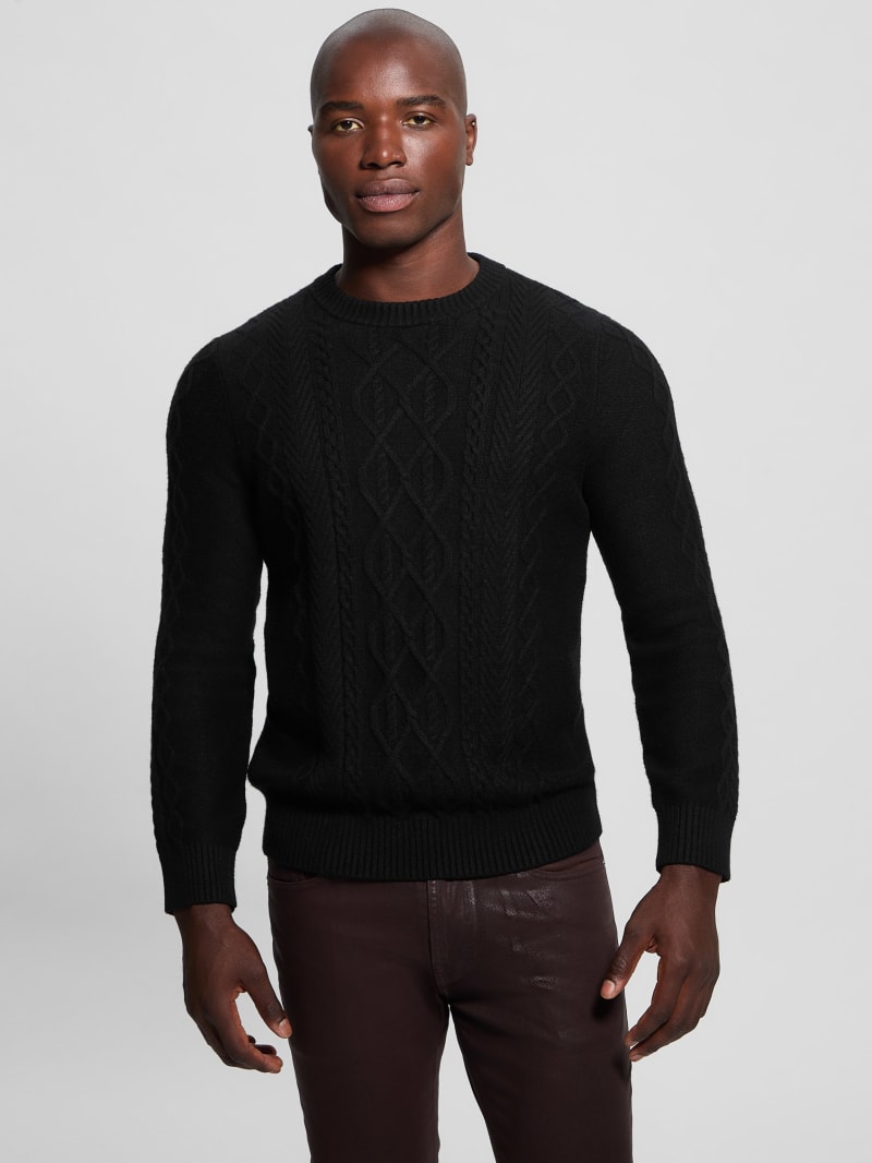 GUESS® Eco Noah Crewneck Celtic Cable-Knit Sweater