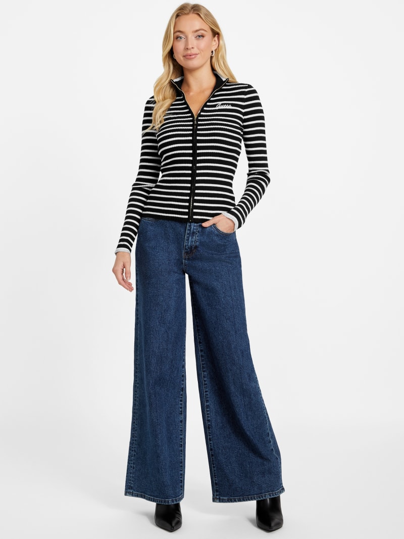 Zinnia Striped Zip Sweater | GUESS Factory