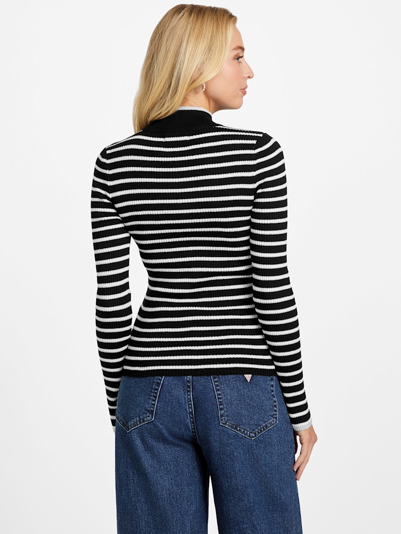 Zinnia Striped Zip Sweater | GUESS Factory Ca