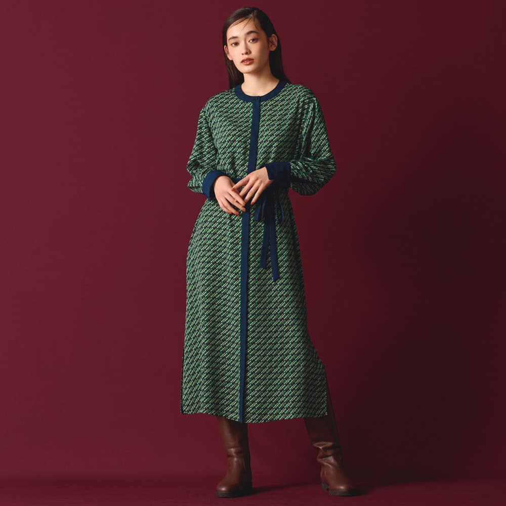 幾何学柄プリント バイカラーワンピース 通販 - ディノス