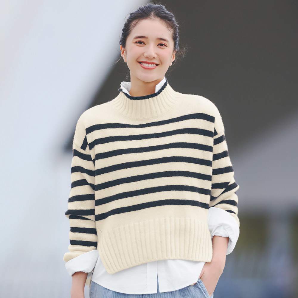 ウール混ニット ボーダー プルオーバー（日本製） 通販 - ディノス