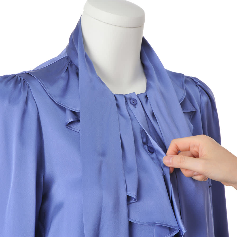 シルクサテン フリルデザイン ボウタイ ブラウス 通販 - ディノス