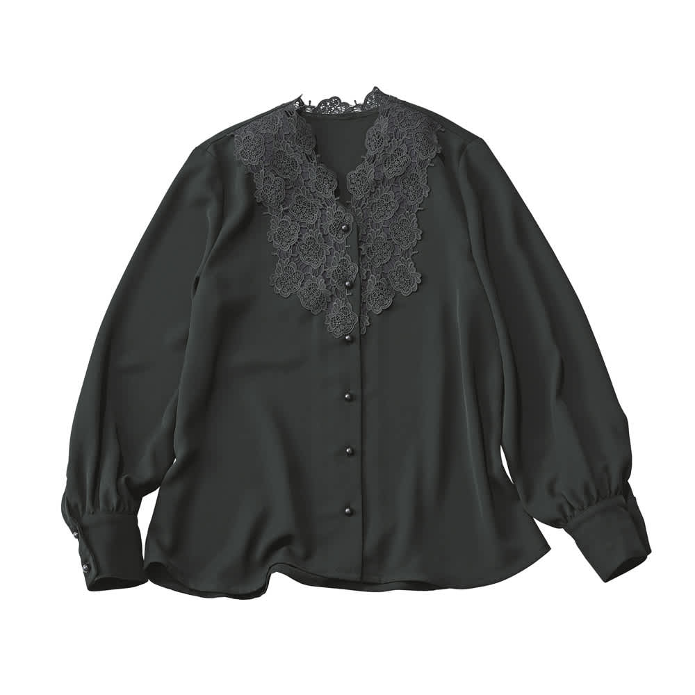 フラワーモチーフ レース付き ブラウス 通販 - ディノス