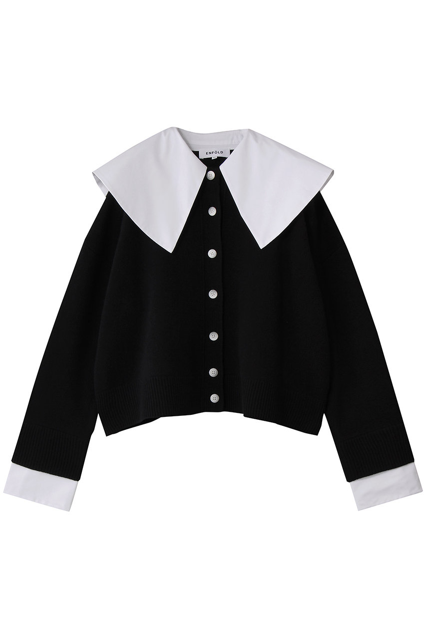 ENFOLD(エンフォルド)｜CLASSICAL COLLAR CARDIGAN/ブラック の通販