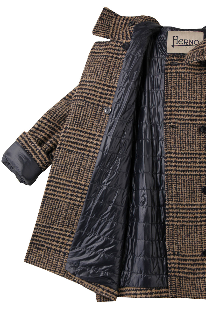 HERNO(ヘルノ)｜チェック中綿コンビフーディーショートコート/チェック