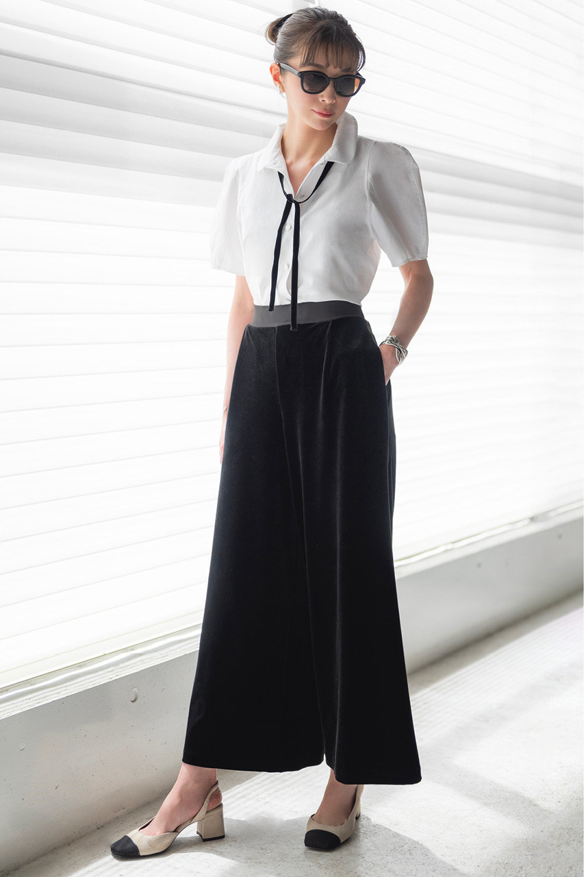 DAISY LIN(デイジーリン)｜Tuxedo Velour Pants/ベルベットブラック の