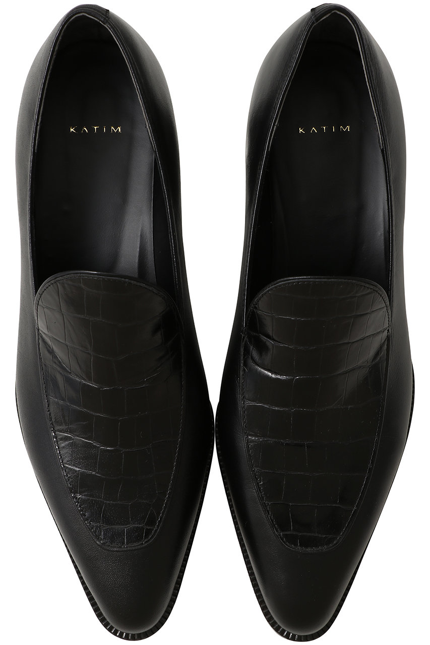 KATIM(カチム)｜THEED クロコ型押しコンビローファー/ブラック の通販