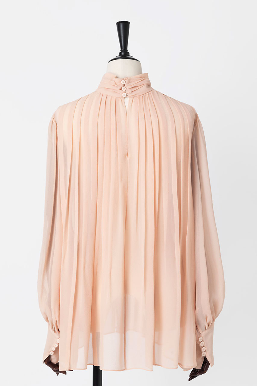 EAUVIRE(オーヴィル)｜ランダムタックシルクブラウス/サーモンピンク