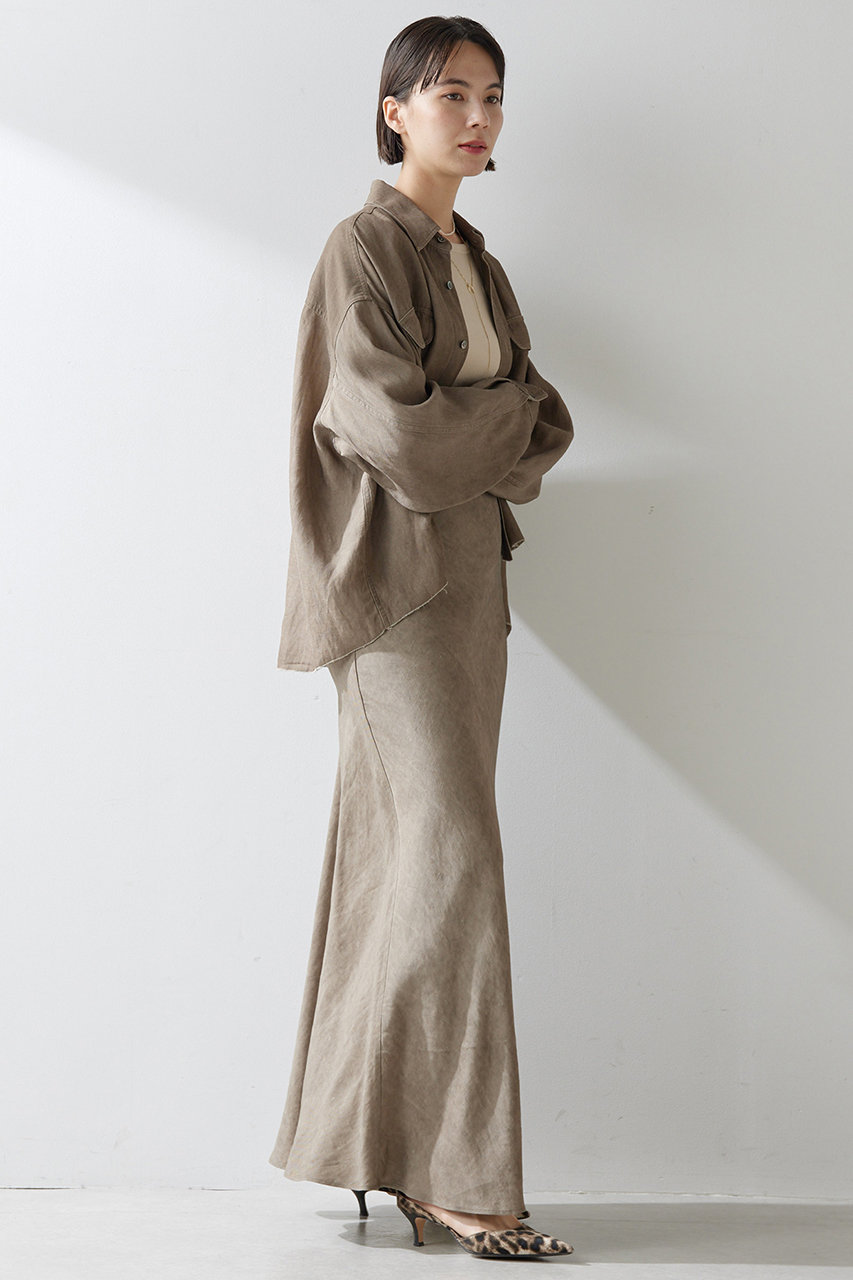 Whim Gazette(ウィム ガゼット)｜ツイル顔料染めスクエアシャツ/モカ