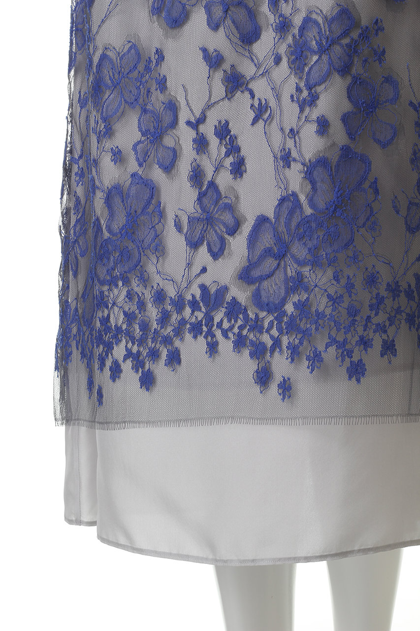 ebure(エブール)｜ブルーフラワーレース タイトスカート/ブルー の通販