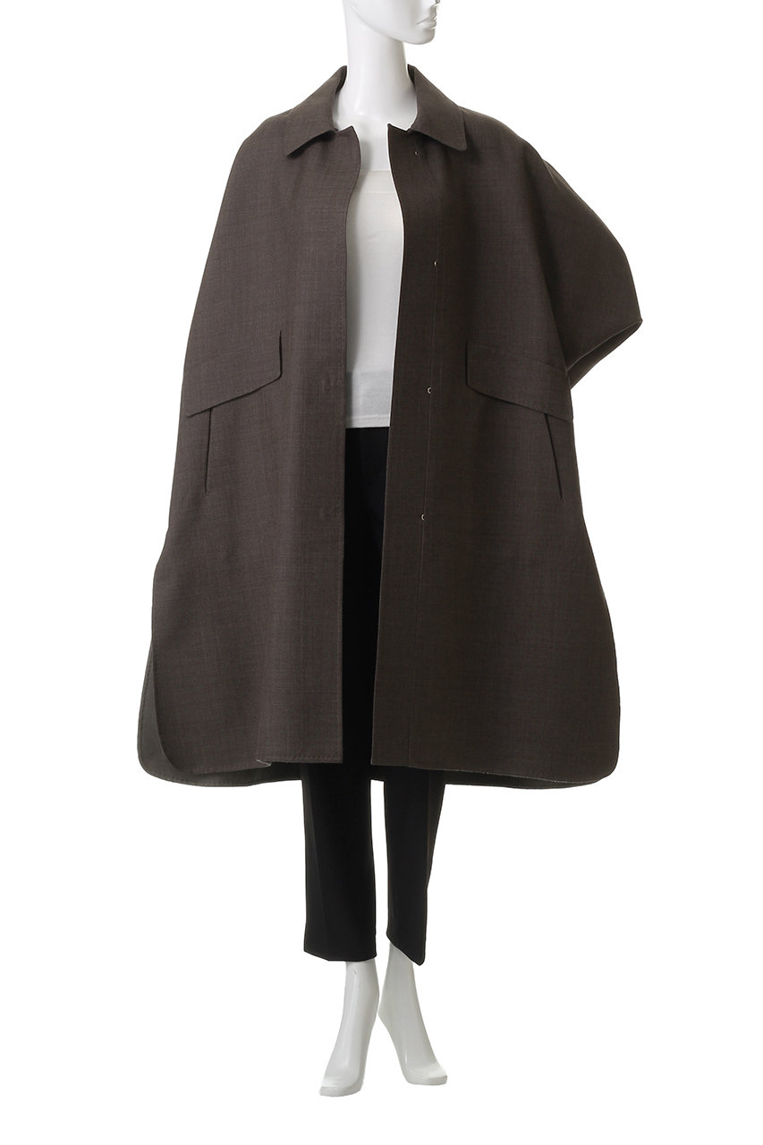 ebure(エブール)｜ライトウールリバー ステンカラーコート/ブラウン の