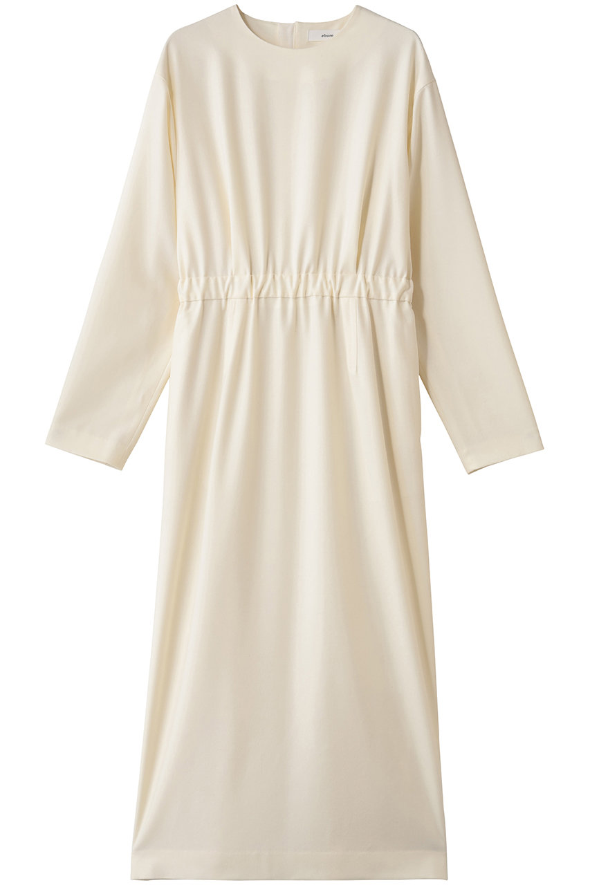 ebure(エブール)｜ウールポプリン Iラインワンピース/ホワイト の通販