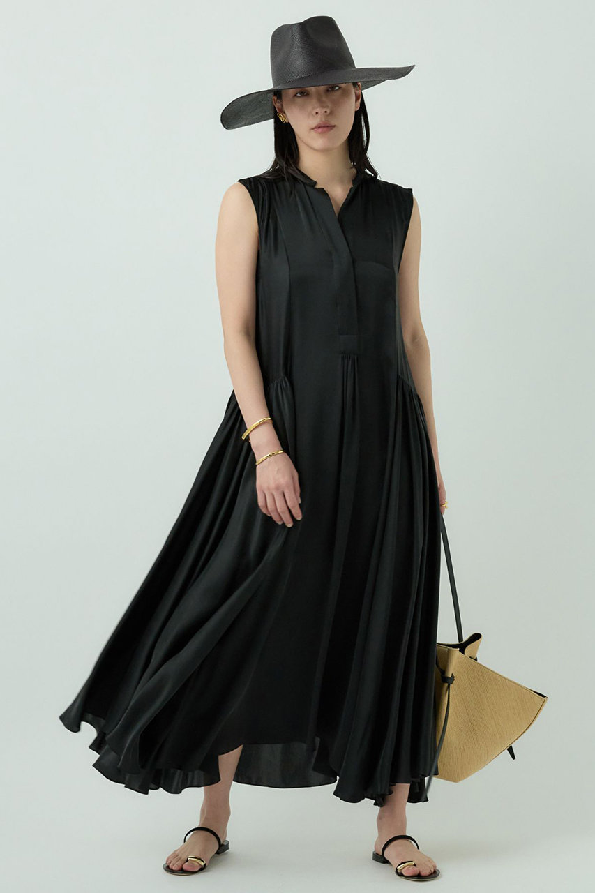 Chaos(カオス)｜サンディングシルクワンピース/ブラック の通販