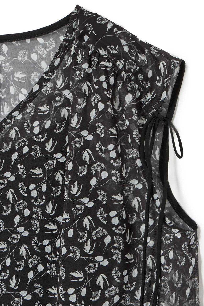 ANAYI(アナイ)｜リトルフラワープリントスキッパーブラウス/ブラック