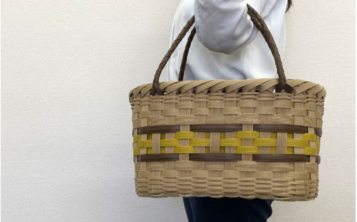 ハンドメイド】クラフトかごバッグ ―黄色－籠 かご カゴ バッグ エコ