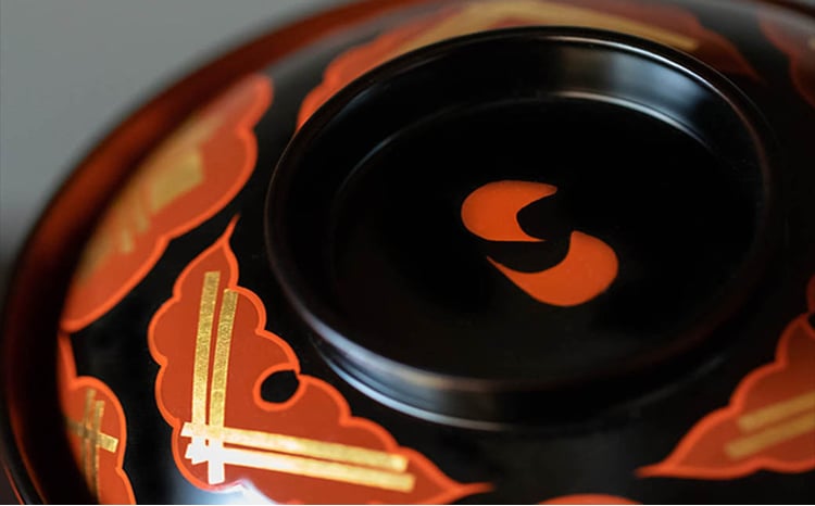 秀衡塗「煮物椀（雲紋・黒内古代朱）」10客 / 漆器 お椀 吸い物椀 煮物