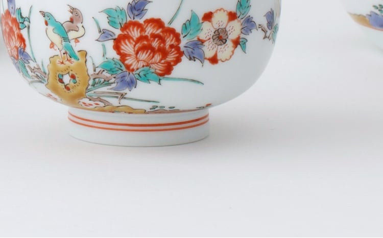 セット】【柿右衛門窯】有田焼／錦牡丹鳥文 丸番茶器 急須(土瓶)と蓋付