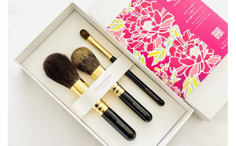 熊野化粧筆 宙高級リス毛3本セット【メイクブラシ 化粧筆 フェイス