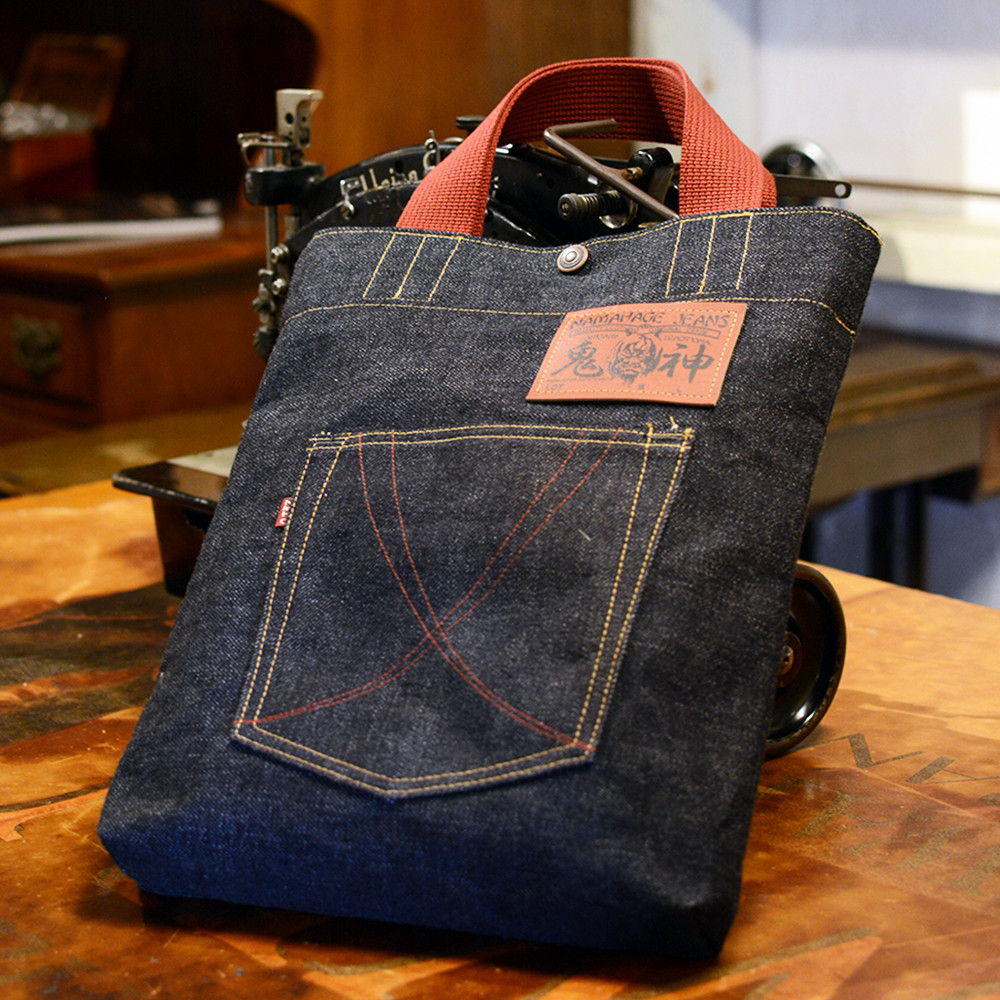 拘りの本物ご当地ジーンズなまはげジーンズデニムトート(青鬼モデル