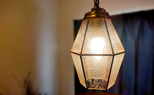 昭和型 板ガラス の ペンダントライト 『銀河×結霜』 ｜ステンドグラス