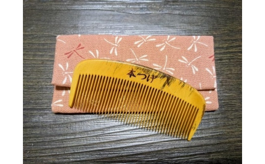 つげ櫛の櫛留商店 本つげ材とき櫛（細歯）袋付 ※約8.2cm - 愛知県