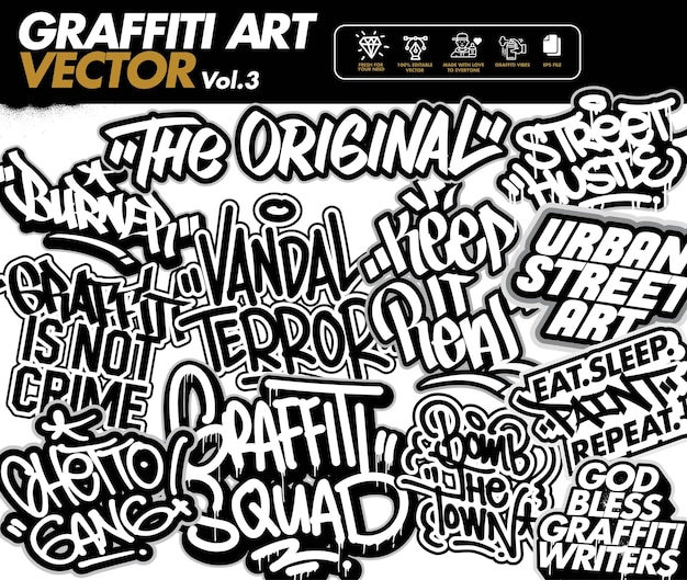 グラフィティ アート ベクトル グラフィティ ツールとステッカー
