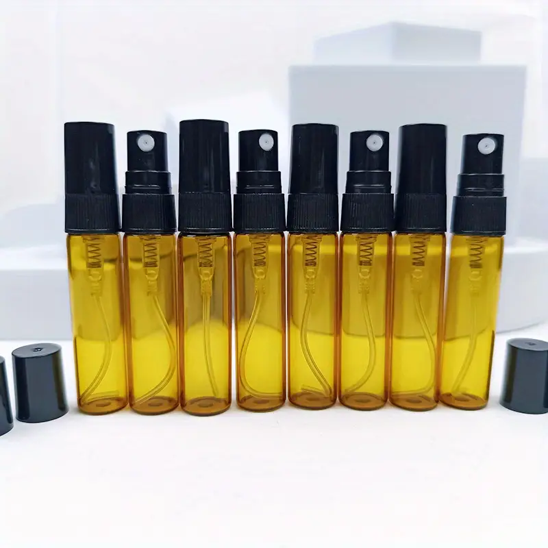 8 個黄褐色ミニ詰め替え香水アトマイザーボトルトラベルサイズガラス