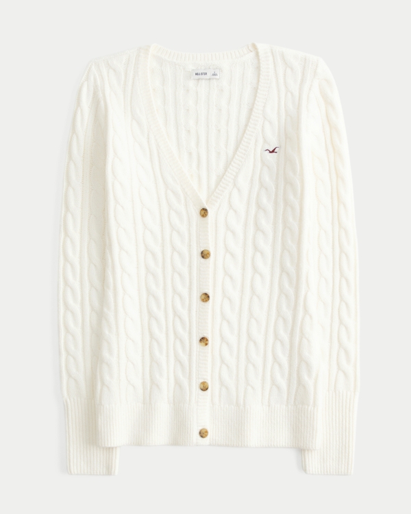 Women's Cable-Knit Icon V-Neck Cardigan | Women's Tops