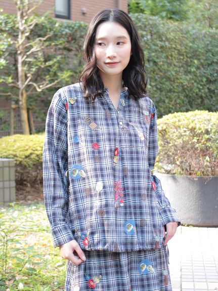 SUPER HAKKA×マツモトヨーコ 綿麻チェック「居心地のいい部屋で