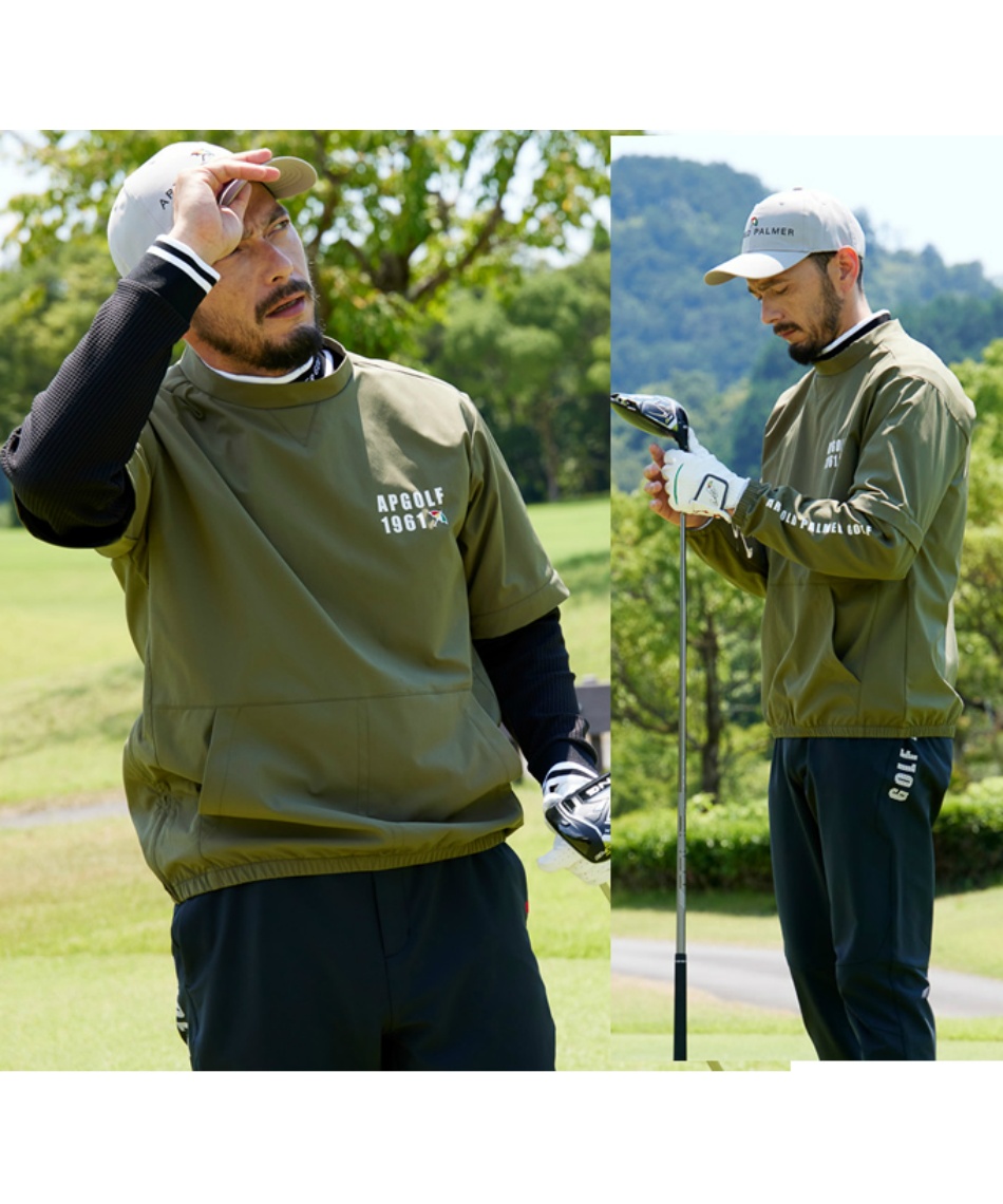 ゴルフウェア ブルゾン 2WAY ストレッチプルオーバージャケット