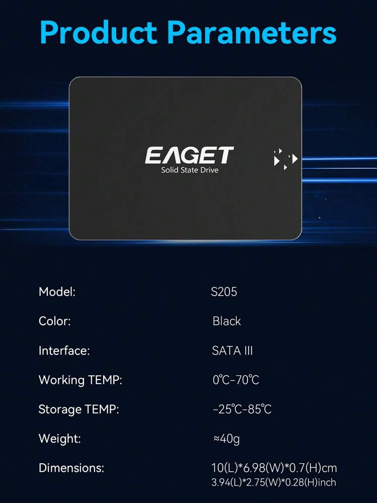 EAGET 480GB ポータブル SSD、2.5インチ SATA III インターフェース