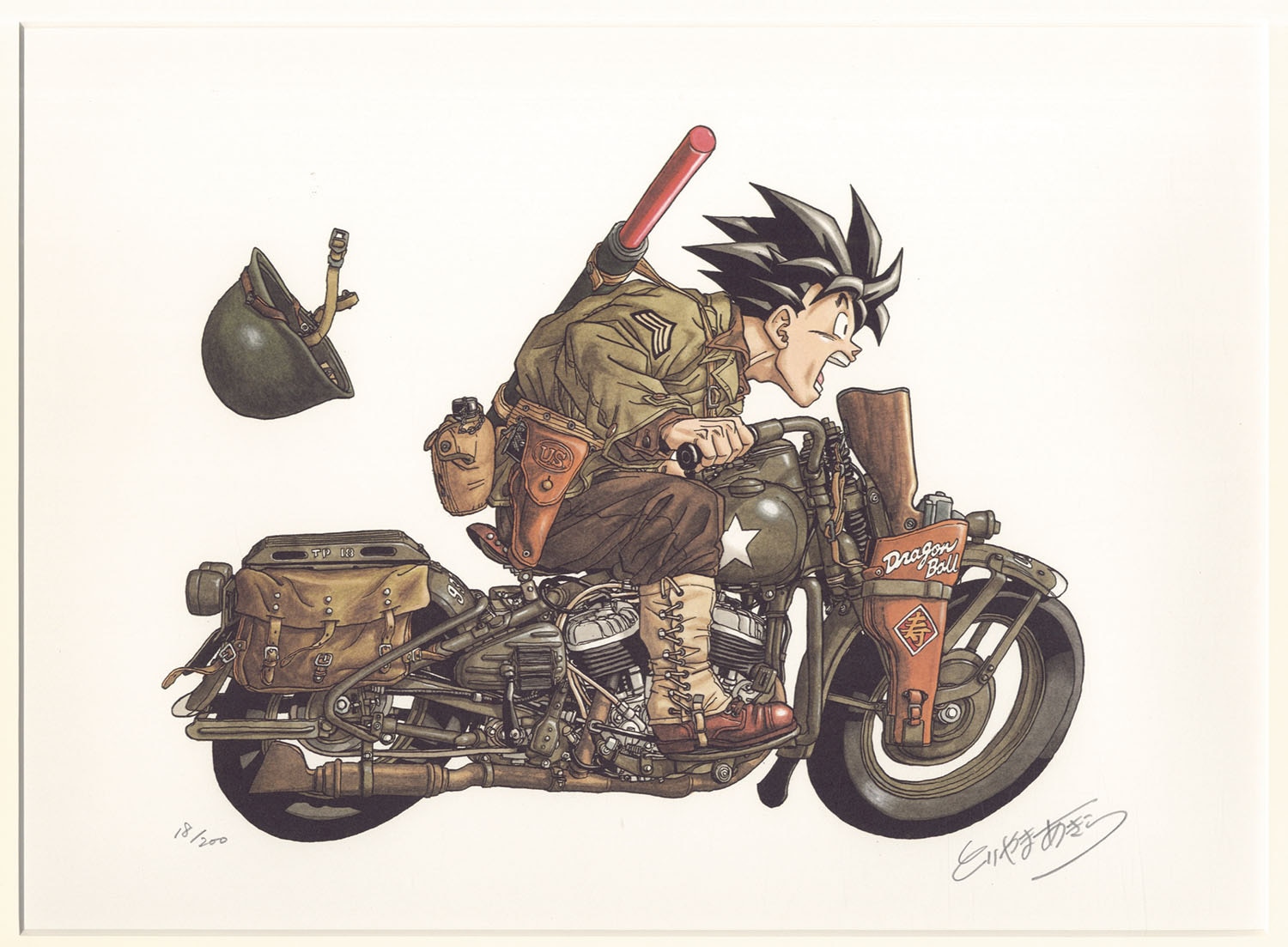 鳥山明直筆サイン入りカラー複製イラスト「DRAGON BALL」