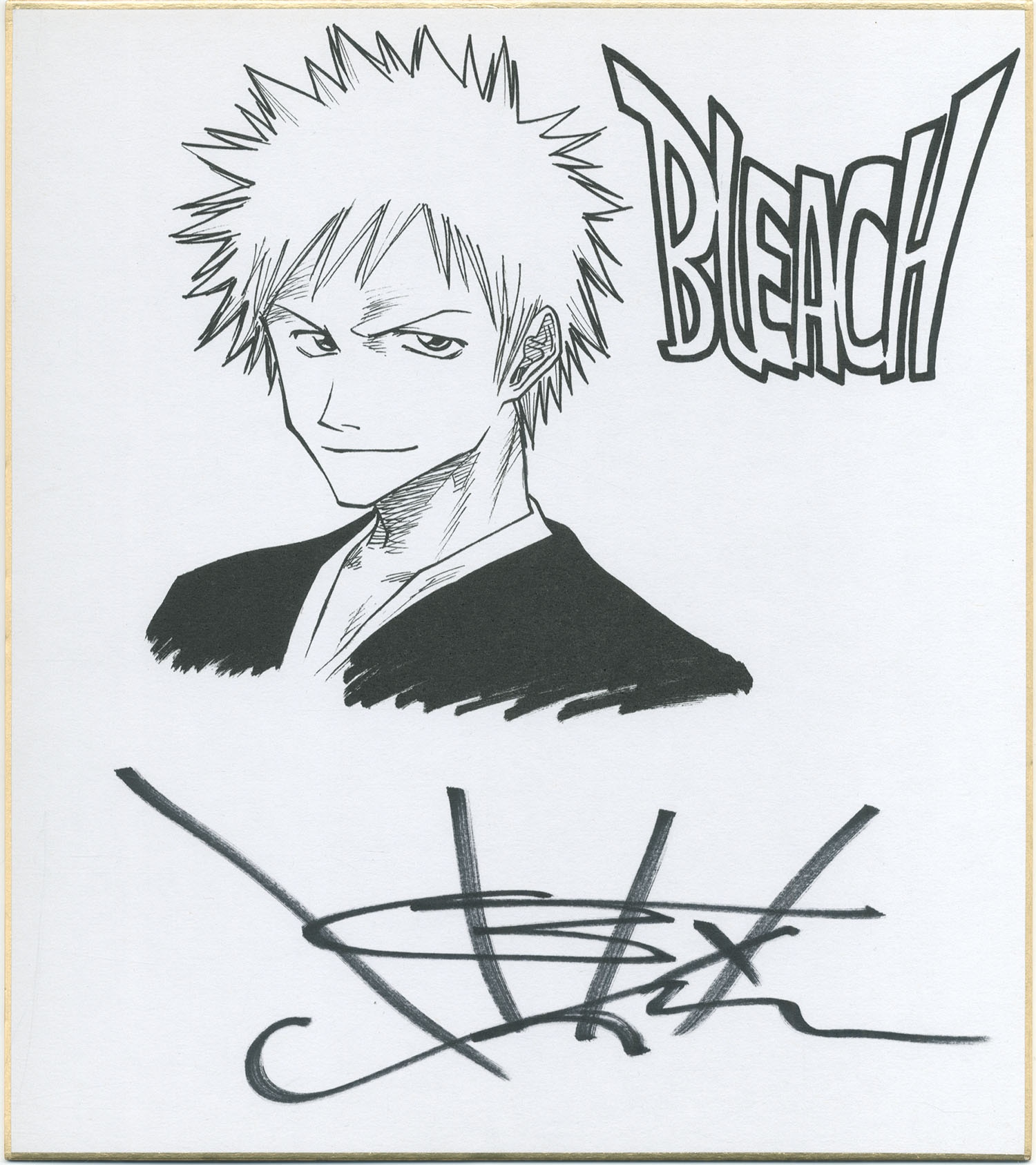 久保帯人直筆サイン入り複製色紙「BLEACH」