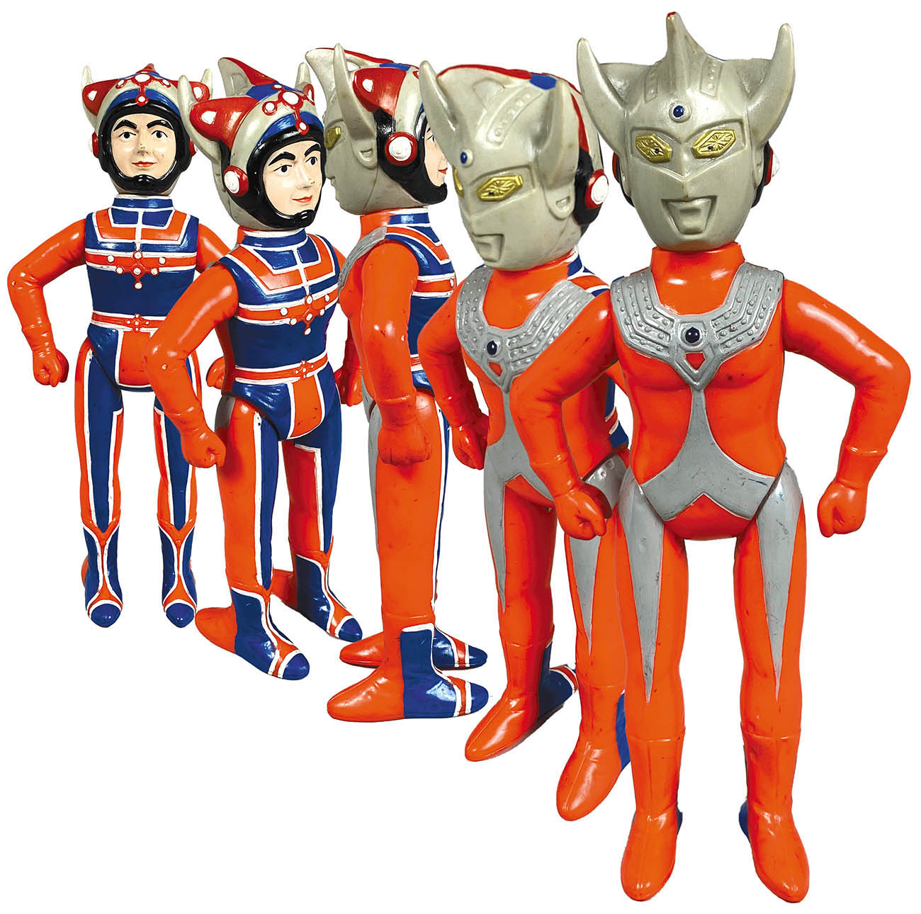 5105] [サンプル版]ブルマァク ウルトラマンタロウとZAT隊員の両面ソフビ