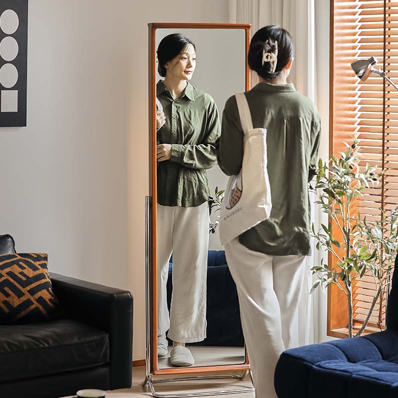 Woody Prime Boxツゲ材 収納機能付きスタンドミラー | ヴィンテージ感