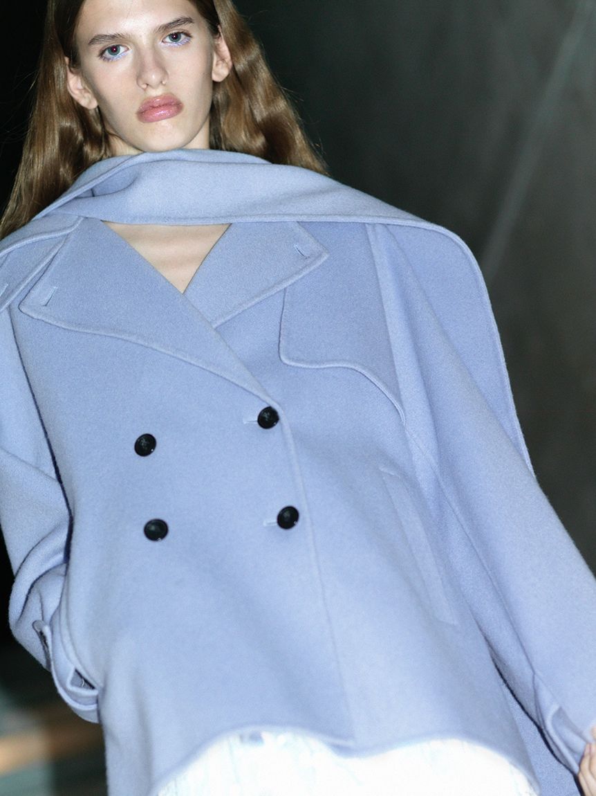 HIGH QUALITY】スカーフ付きウールミドルコート(コート)｜アウター