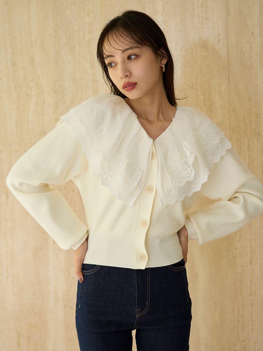 レースカラーニットプルオーバー(ニット)｜トップス｜SNIDEL