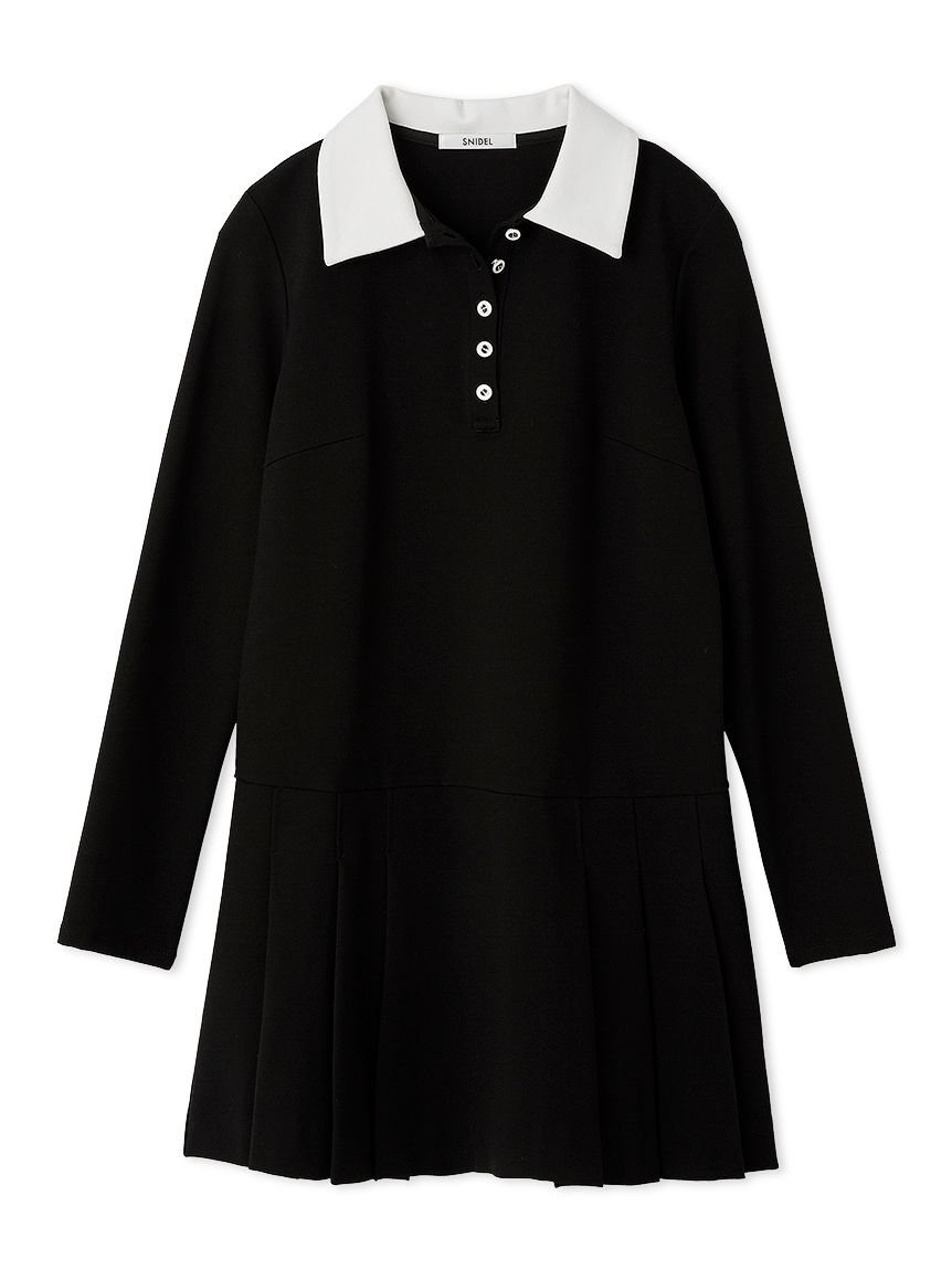 衿つきプリーツカットミニワンピース(ミニワンピース)｜ワンピース