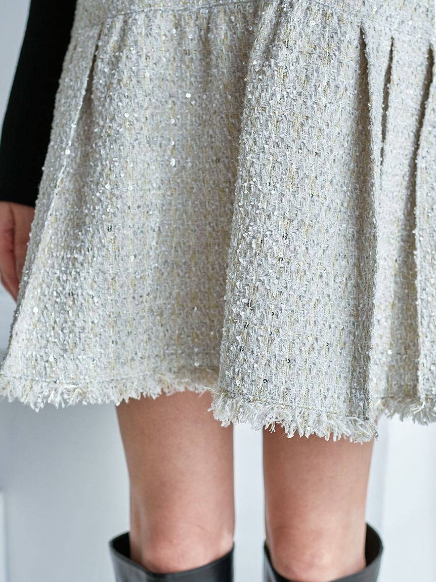 Vネックツイードジャンスカ【カンヘウォン着用】(ミニワンピース