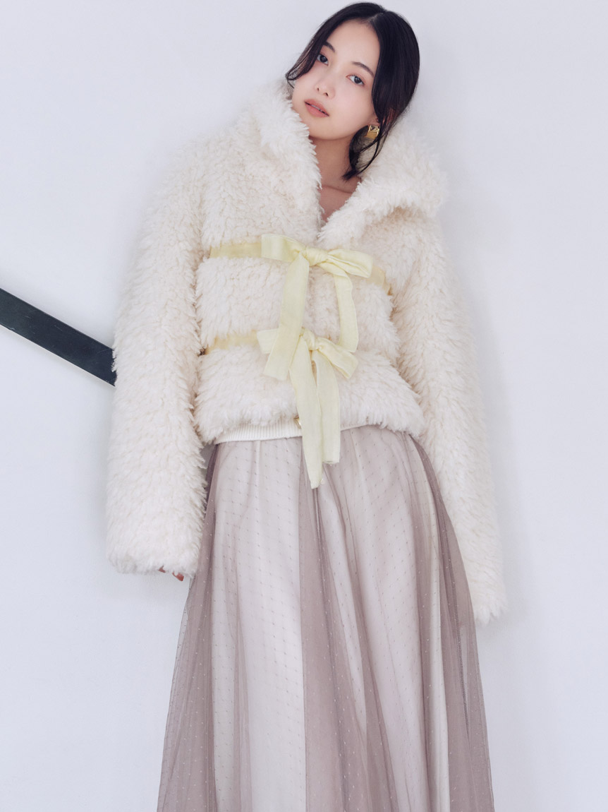 Sustainableリボンボアショートコート(コート)｜アウター｜SNIDEL