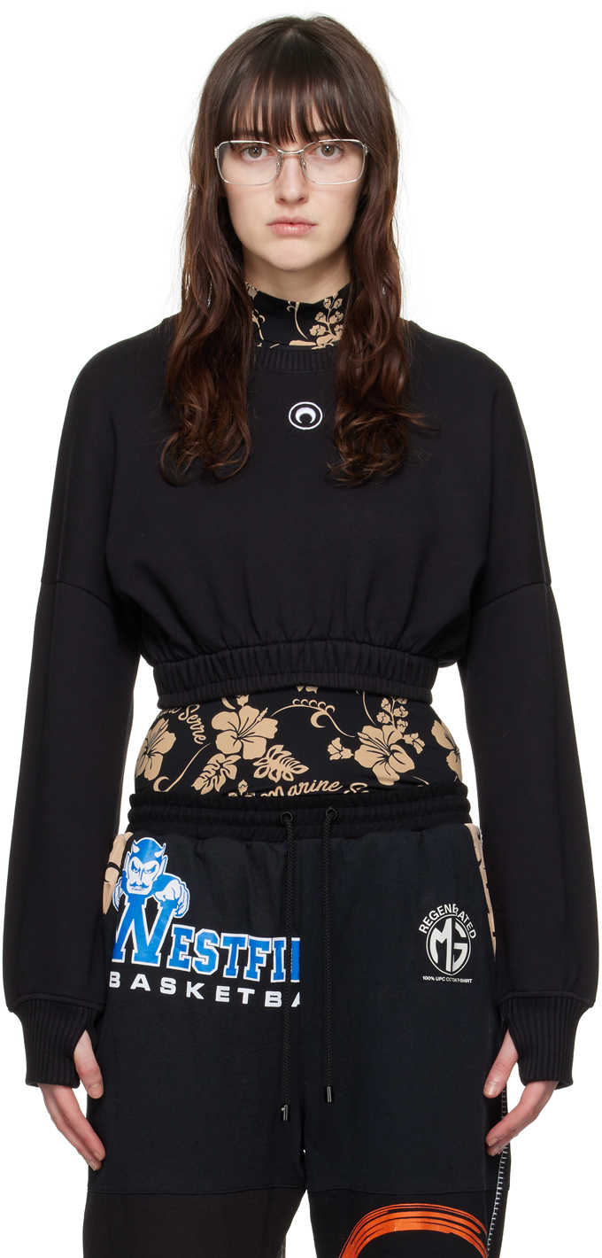 Marine Serreのブラック クロップド スウェットシャツがセール中