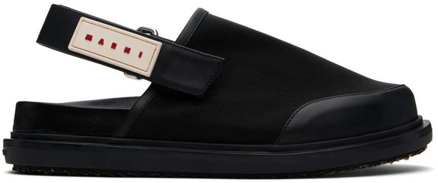 Black Back Strap Mules by Marni on Sale