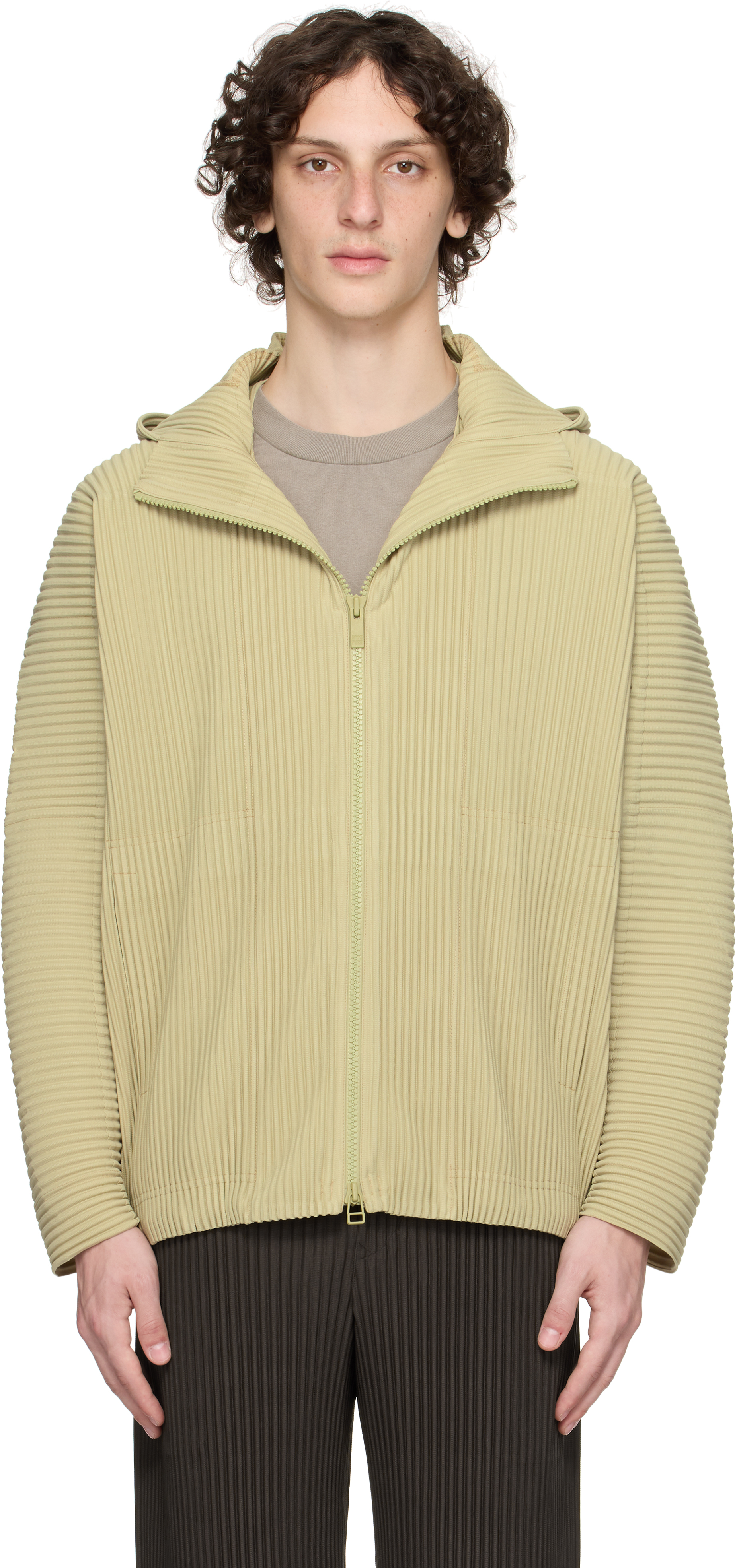 Green Monthly Color May Jacket by HOMME PLISSÉ ISSEY MIYAKE on Sale