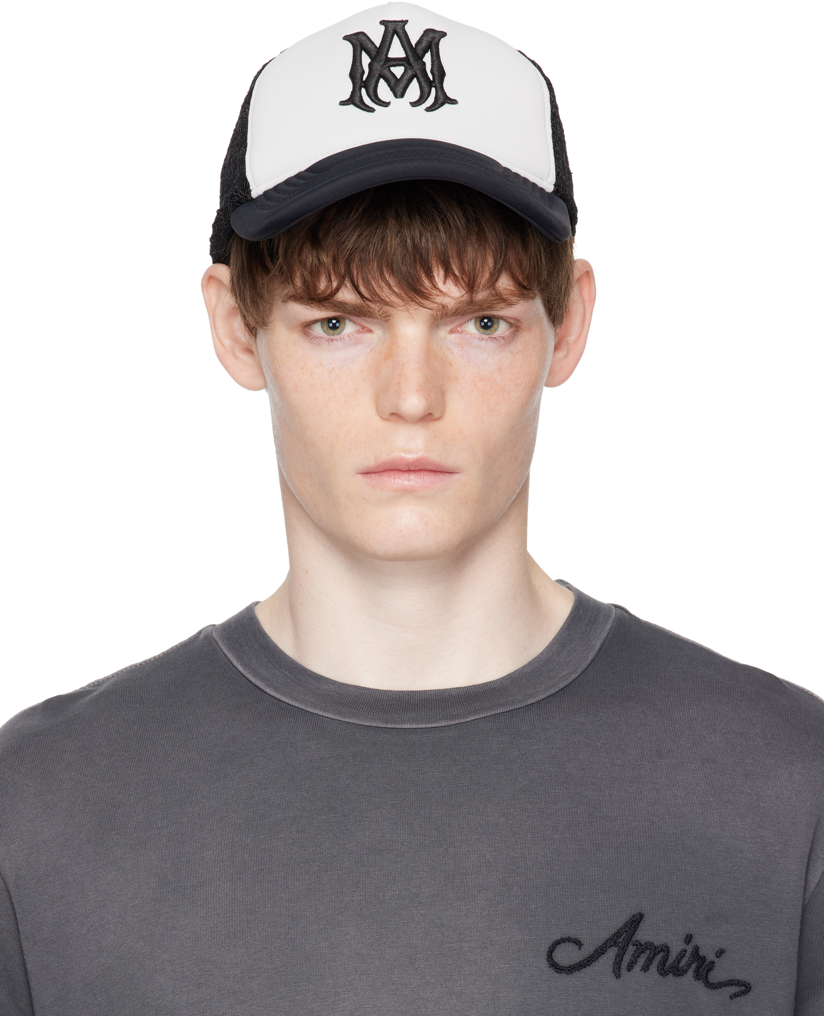 Black MA Two Tone Trucker Cap by AMIRI on Sale